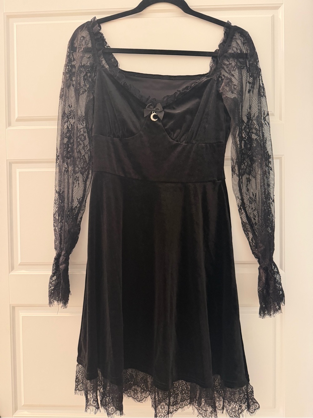 Unlisted Black Velvet Lace Long-Sleeve Dress
